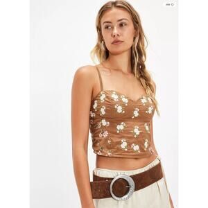NWT Free People Wild Flowers Embroidered Bustier | Size L